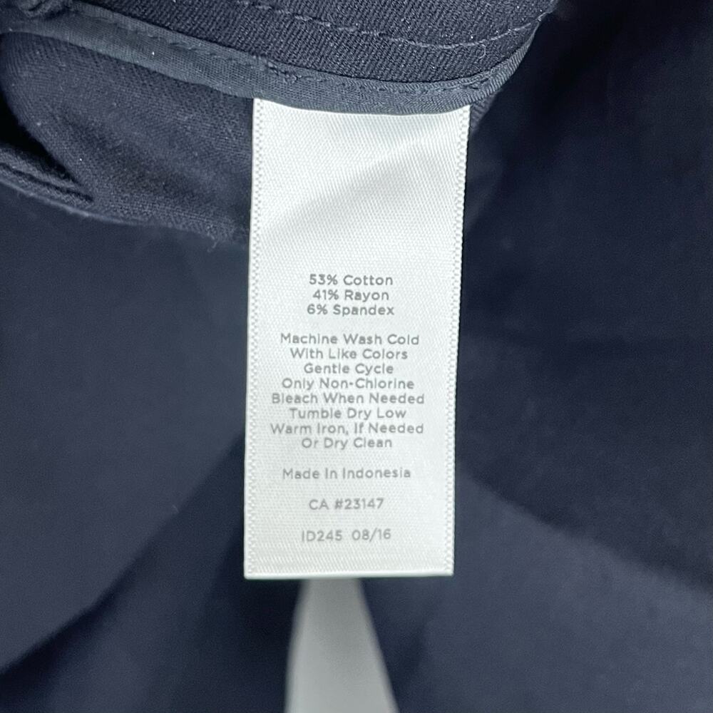 TALBOTS Size 16 Flat Front Side Zip Chatham Pants Stretch Cotton Blend Navy Blue - Picture 7 of 9